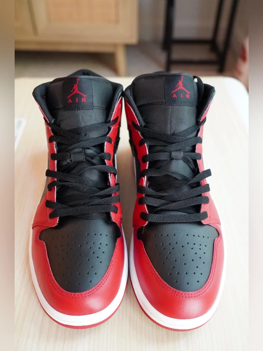 Jordan Air Retro High Top Sneakers Red and Black